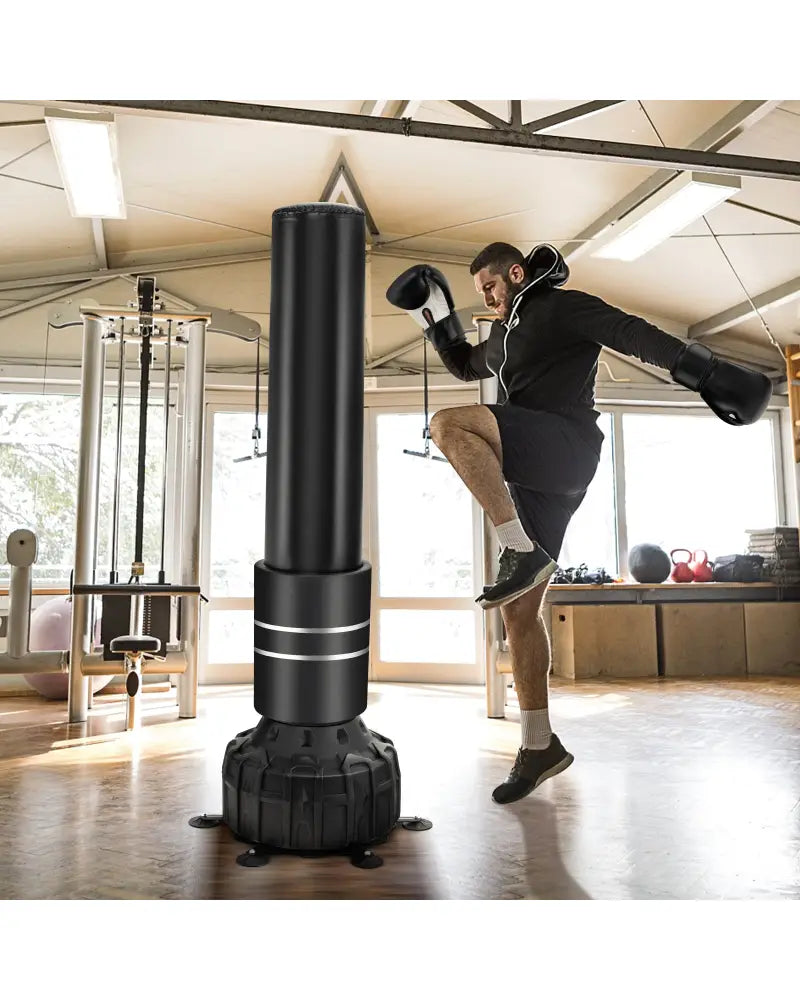 Freestanding Punching Bag 71 Inch Boxing Bag with 25 Suction Cups Gloves and Filling Base - Black - Boxing & Martial