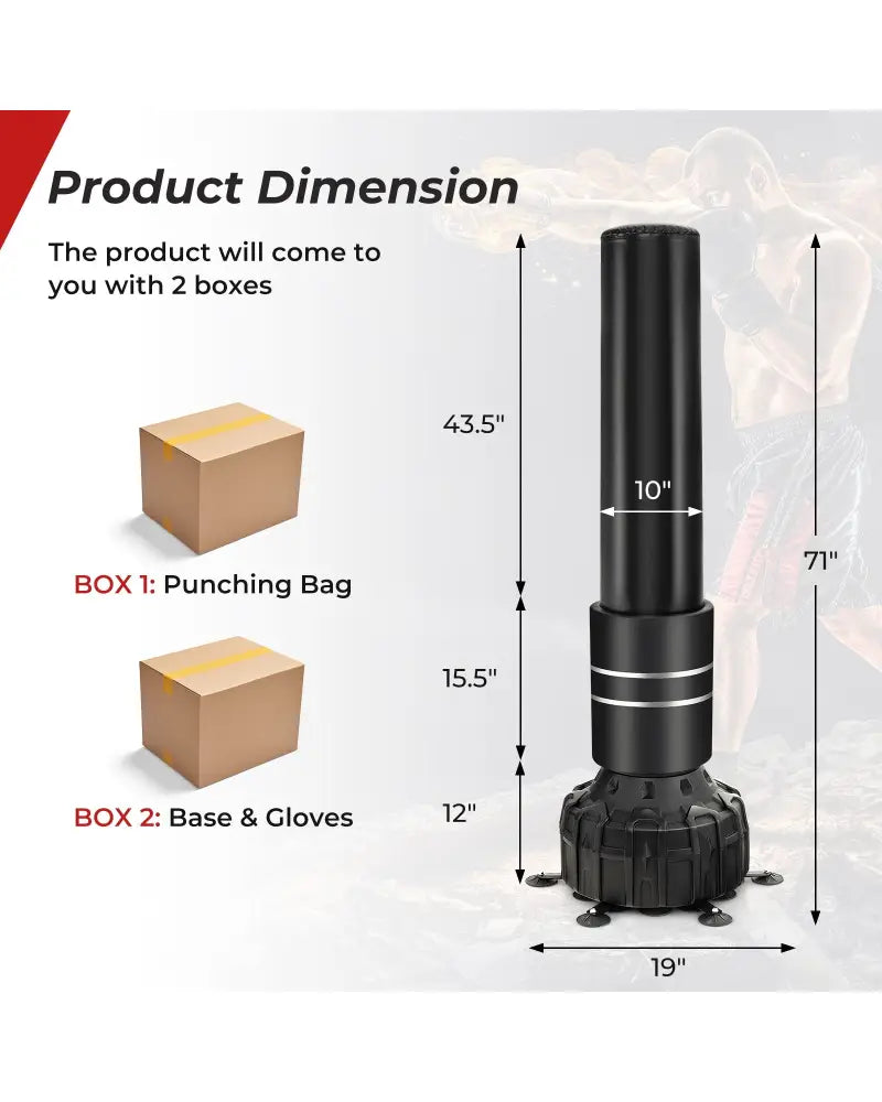 Freestanding Punching Bag 71 Inch Boxing Bag with 25 Suction Cups Gloves and Filling Base - Black - Boxing & Martial