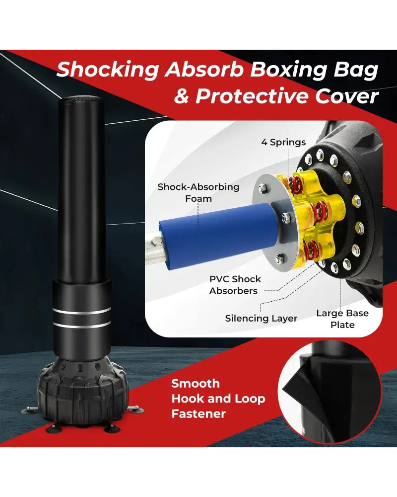 Freestanding Punching Bag 71 Inch Boxing Bag with 25 Suction Cups Gloves and Filling Base - Black - Boxing & Martial