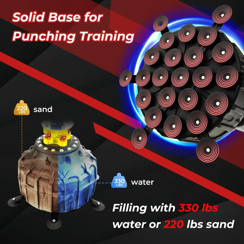 Freestanding Punching Bag 71 Inch Boxing Bag with 25 Suction Cups Gloves and Filling Base - Black - Boxing & Martial