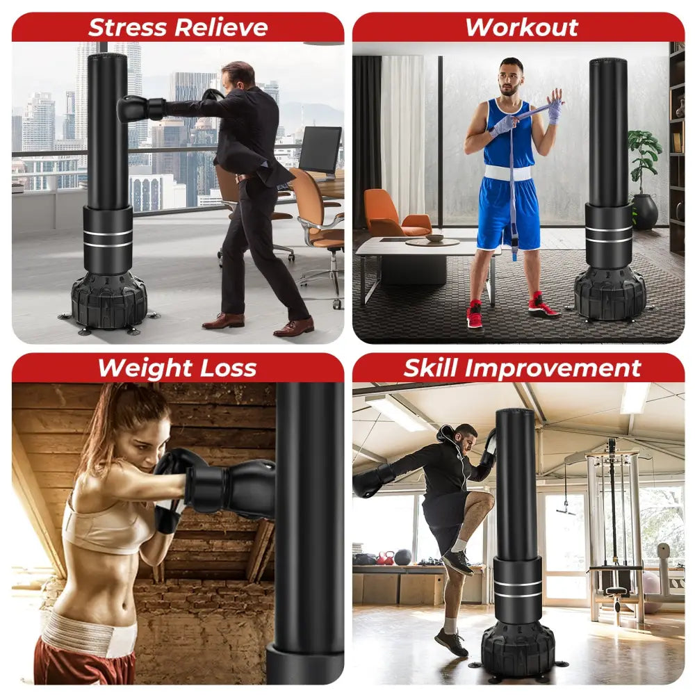Freestanding Punching Bag 71 Inch Boxing Bag with 25 Suction Cups Gloves and Filling Base - Black - Boxing & Martial