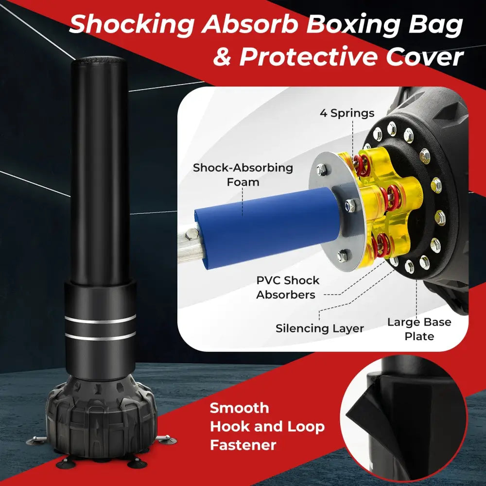 Freestanding Punching Bag 71 Inch Boxing Bag with 25 Suction Cups Gloves and Filling Base - Black - Boxing & Martial