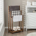 Freestanding Towel Rack 3-Bar Hand Towel Drying Stand with Bottom Storage Shelf-Rustic Brown - Rustic Brown - Towel