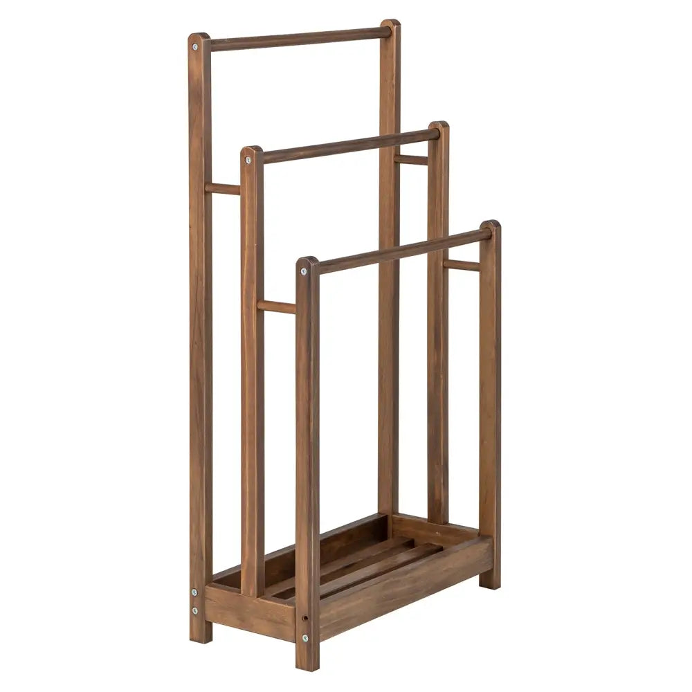 Freestanding Towel Rack 3-Bar Hand Towel Drying Stand with Bottom Storage Shelf-Rustic Brown - Rustic Brown - Towel