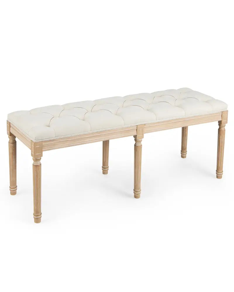 French Vintage Entryway Bench 47 Inch Upholstered Dining Bench-Beige - Beige - Ottomans
