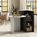 Front Reception Office Desk with Open Shelf and Drawer-Black & White - Black & White - Computer Desks