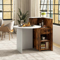 Front Reception Office Desk with Open Shelf and Drawer-Brown & White - Brown & White - Computer Desks