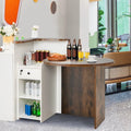 Front Reception Office Desk with Open Shelf and Lockable Drawer-Brown & White - Brown & White - Corner Desks