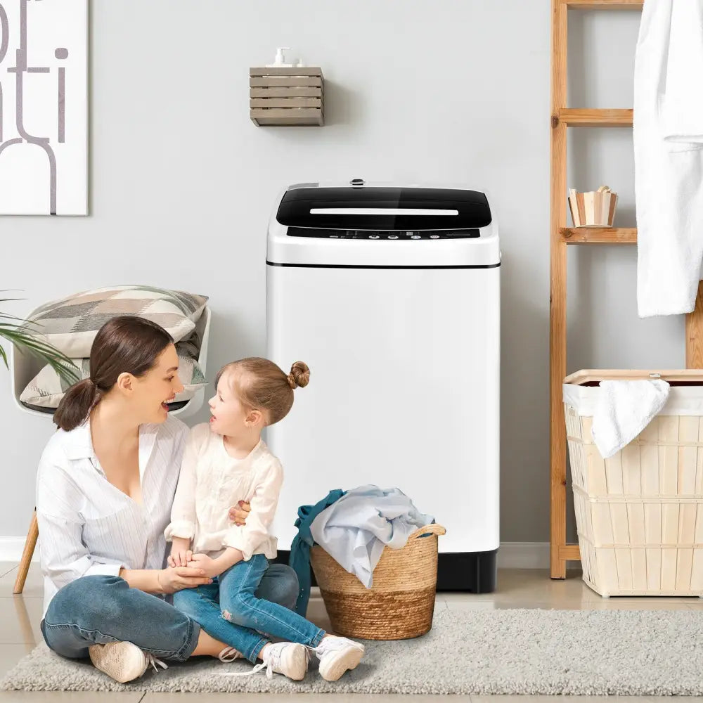 Full-Automatic Washing Machine 1.5 Cubic Feet 11 LBS Washer-White - White - Washing Machines