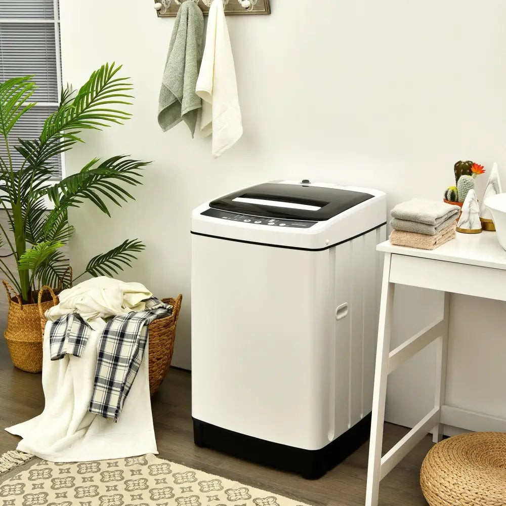 Full-Automatic Washing Machine 1.5 Cubic Feet 11 LBS Washer-White - White - Washing Machines
