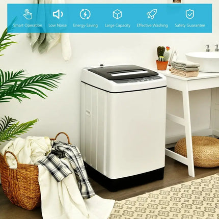 Full-Automatic Washing Machine 1.5 Cubic Feet 11 LBS Washer-White Costway
