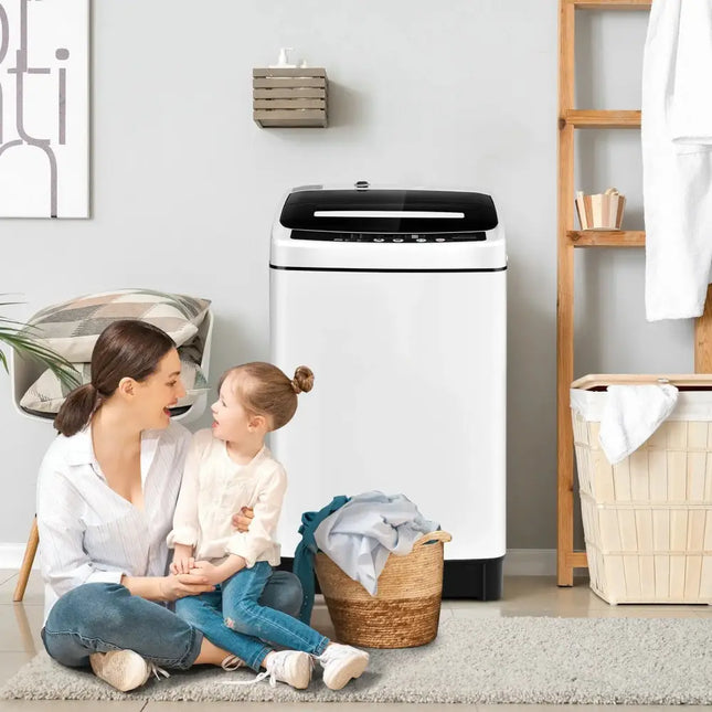 Full-Automatic Washing Machine 1.5 Cubic Feet 11 LBS Washer-White Costway