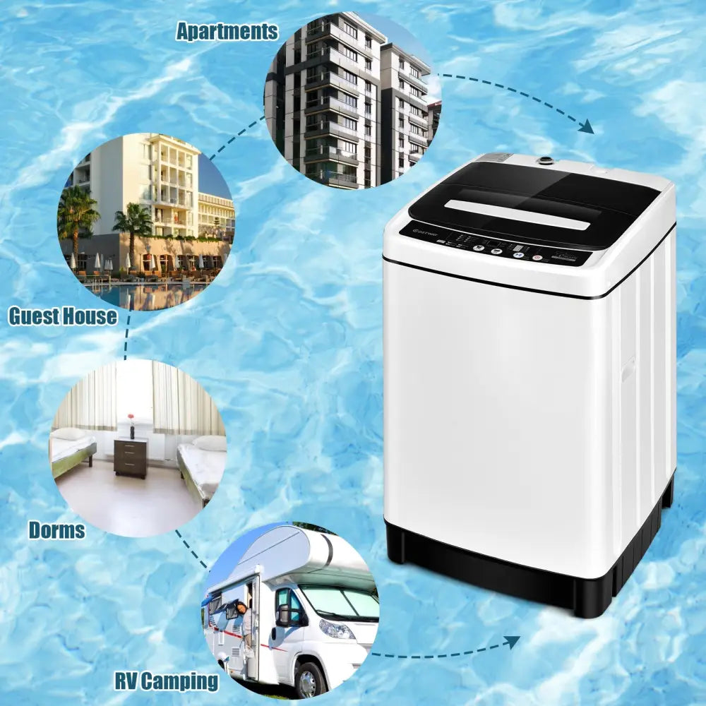 Full-Automatic Washing Machine 1.5 Cubic Feet 11 LBS Washer-White - White - Washing Machines
