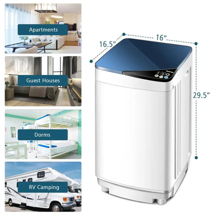 Full-automatic Washing Machine 7.7 lbs Washer / Spinner Germicidal-Blue Costway