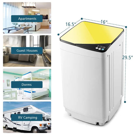Full - automatic Washing Machine 7.7 lbs Washer / Spinner Germicidal - Yellow - Oasis Home Essentials