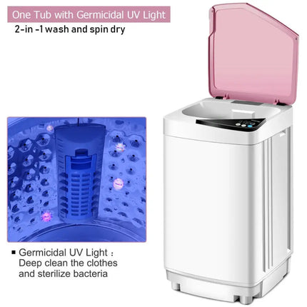 Full-automatic Washing Machine 7.7 lbs Washer / Spinner Germicidal-Pink Costway