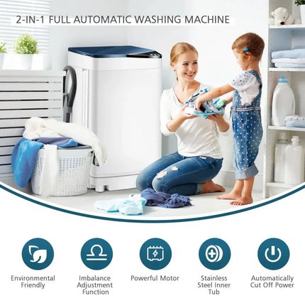 Full-automatic Washing Machine 7.7 lbs Washer / Spinner Germicidal-Blue Costway