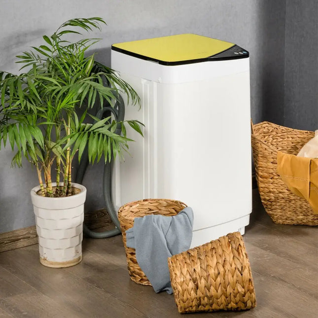 Full - automatic Washing Machine 7.7 lbs Washer / Spinner Germicidal - Yellow - Oasis Home Essentials