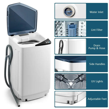 Full-automatic Washing Machine 7.7 lbs Washer / Spinner Germicidal-Blue Costway