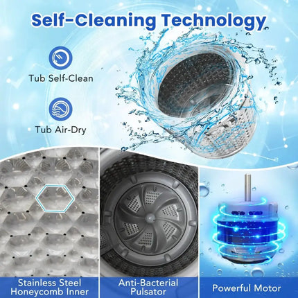 Full-Automatic Washing Machine Washer and Spin Combo-Grey Costway