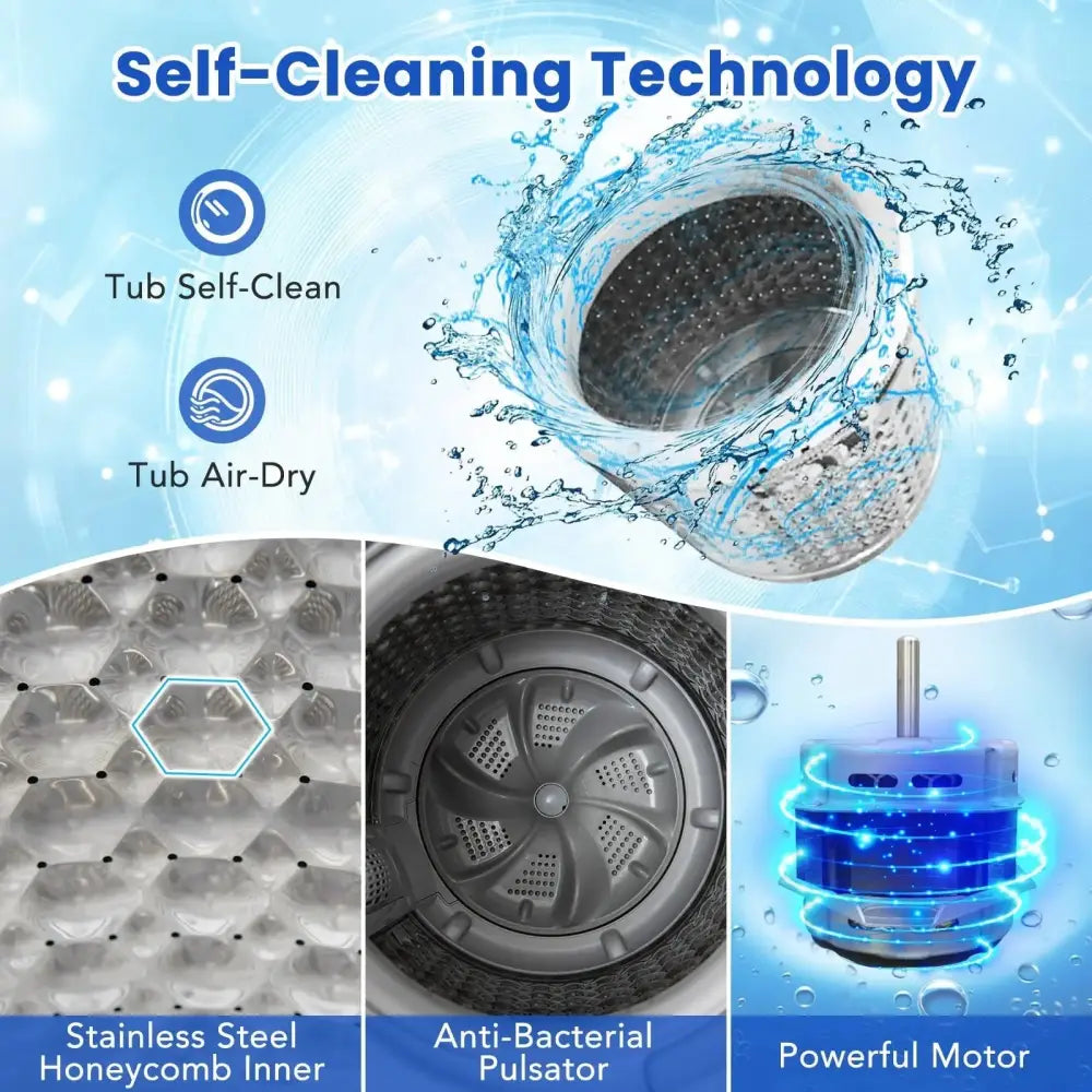 Full-Automatic Washing Machine Washer and Spin Combo-Grey Costway