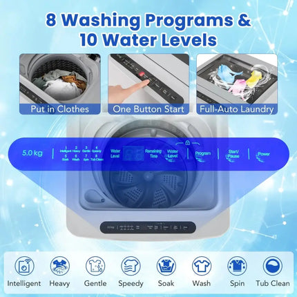 Full-Automatic Washing Machine Washer and Spin Combo-Grey Costway