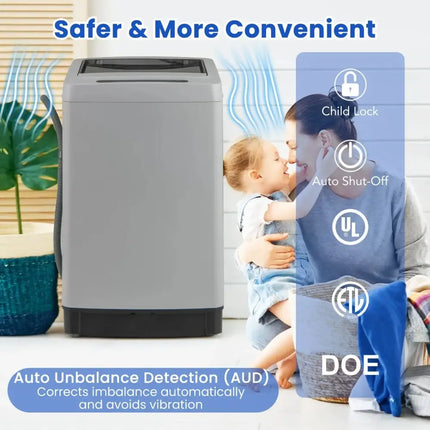 Full-Automatic Washing Machine Washer and Spin Combo-Grey Costway