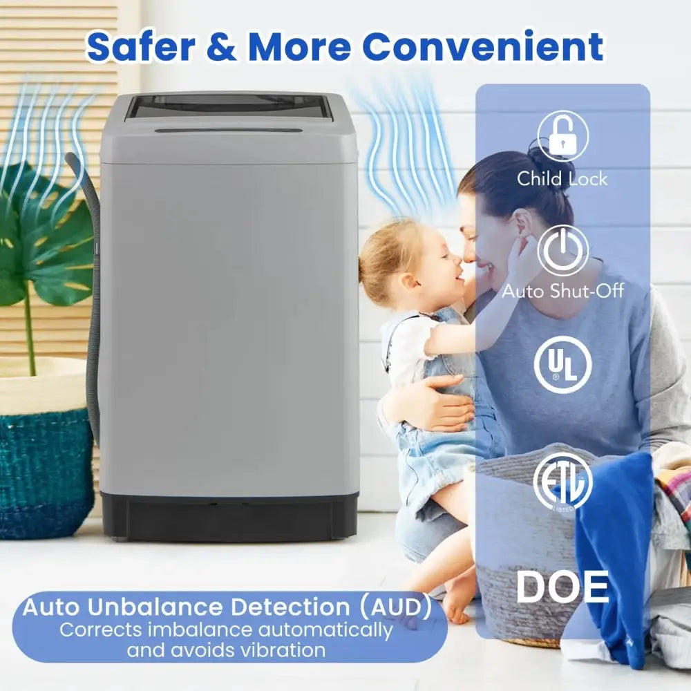 Full-Automatic Washing Machine Washer and Spin Combo-Grey Costway