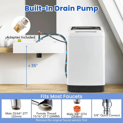 Full-Automatic Washing Machine Washer and Spin Combo-White Costway