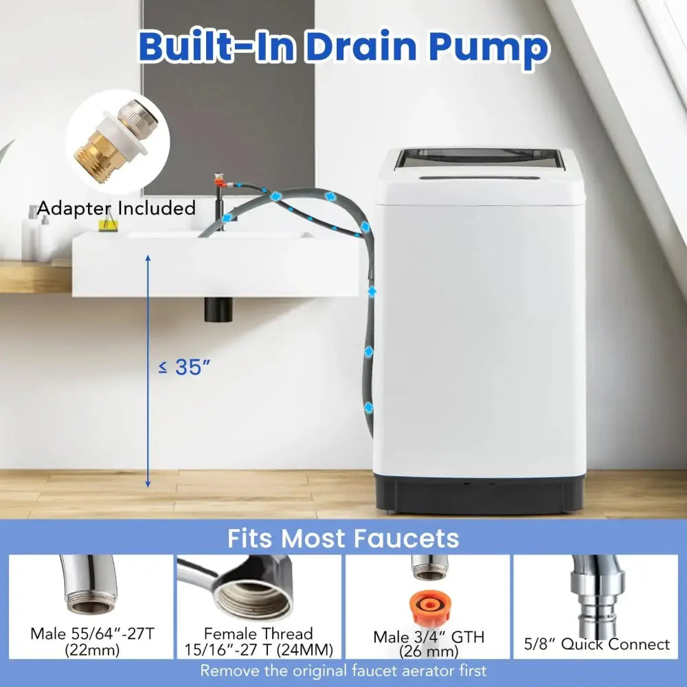 Full-Automatic Washing Machine Washer and Spin Combo-White Costway
