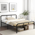 Full Bed Frame with Headboard and Footboard No Box Spring Needed-Black - Black - Simple Bed Frame