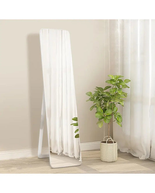 Full Length Frameless Wall Mountable Floor Mirror-White - White - Floor Mirrors