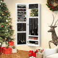 Full Length Mirror Jewelry Cabinet with Ring Slots and Necklace Hooks-White - White - Jewelry Armoires