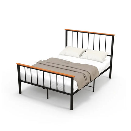 Full/Queen Bed Frame with Headboard and Footboard-Full Size - Black - Simple Bed Frame