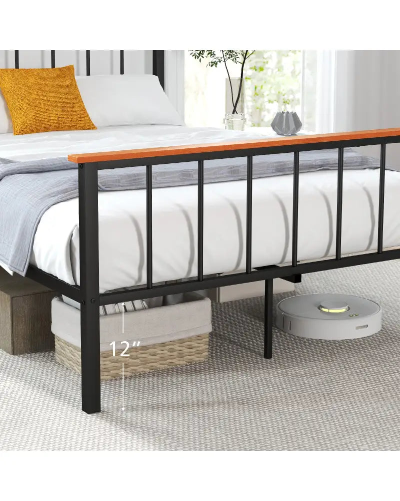 Full/Queen Bed Frame with Headboard and Footboard-Full Size - Black - Simple Bed Frame