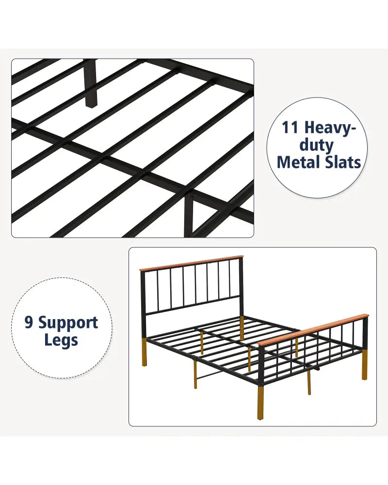Full/Queen Bed Frame with Headboard and Footboard-Full Size - Black - Simple Bed Frame