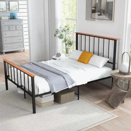 Full/Queen Bed Frame with Headboard and Footboard-Full Size - Black - Simple Bed Frame