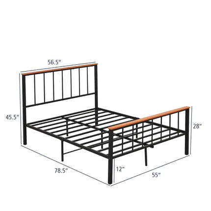 Full/Queen Bed Frame with Headboard and Footboard-Full Size - Black - Simple Bed Frame