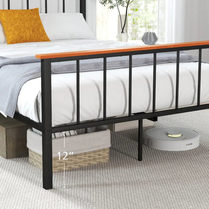 Full/Queen Bed Frame with Headboard and Footboard-Full Size - Black - Simple Bed Frame