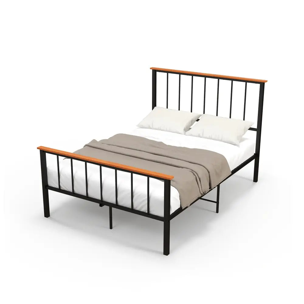 Full/Queen Bed Frame with Headboard and Footboard-Full Size - Black - Simple Bed Frame