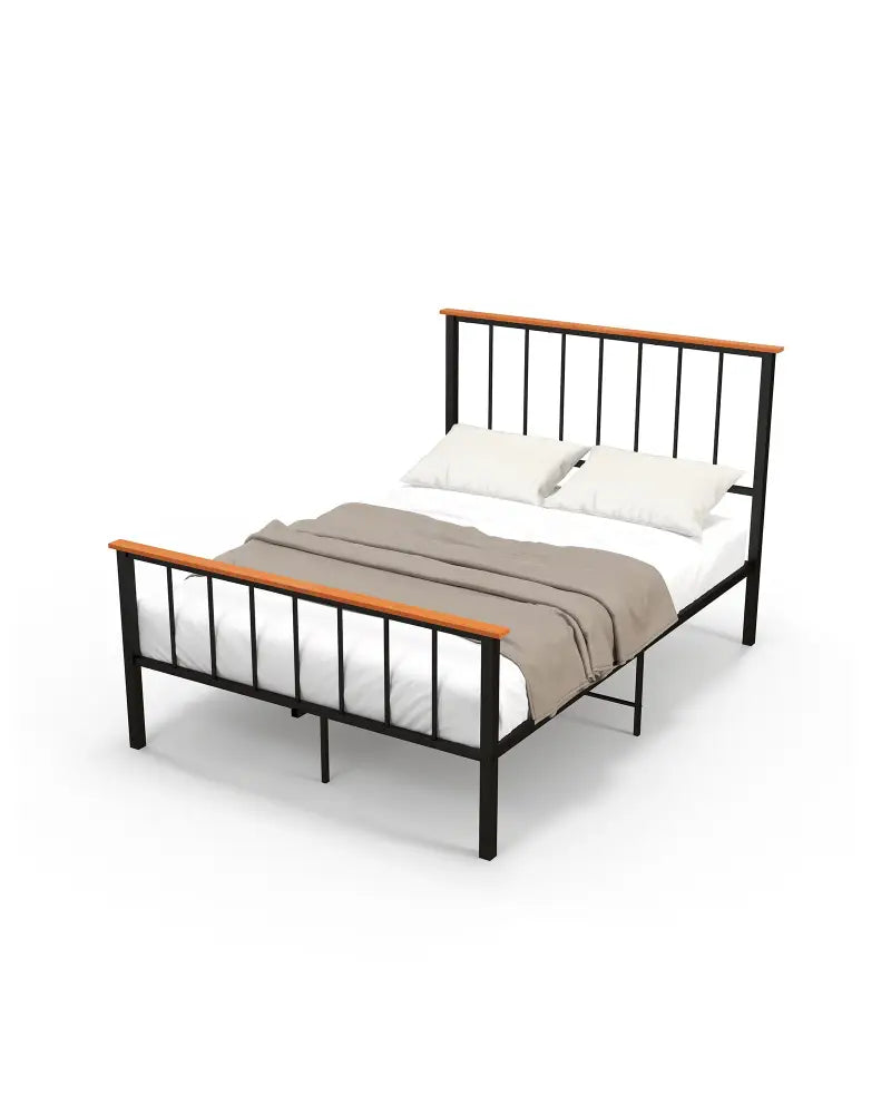 Full/Queen Bed Frame with Headboard and Footboard-Full Size - Black - Simple Bed Frame