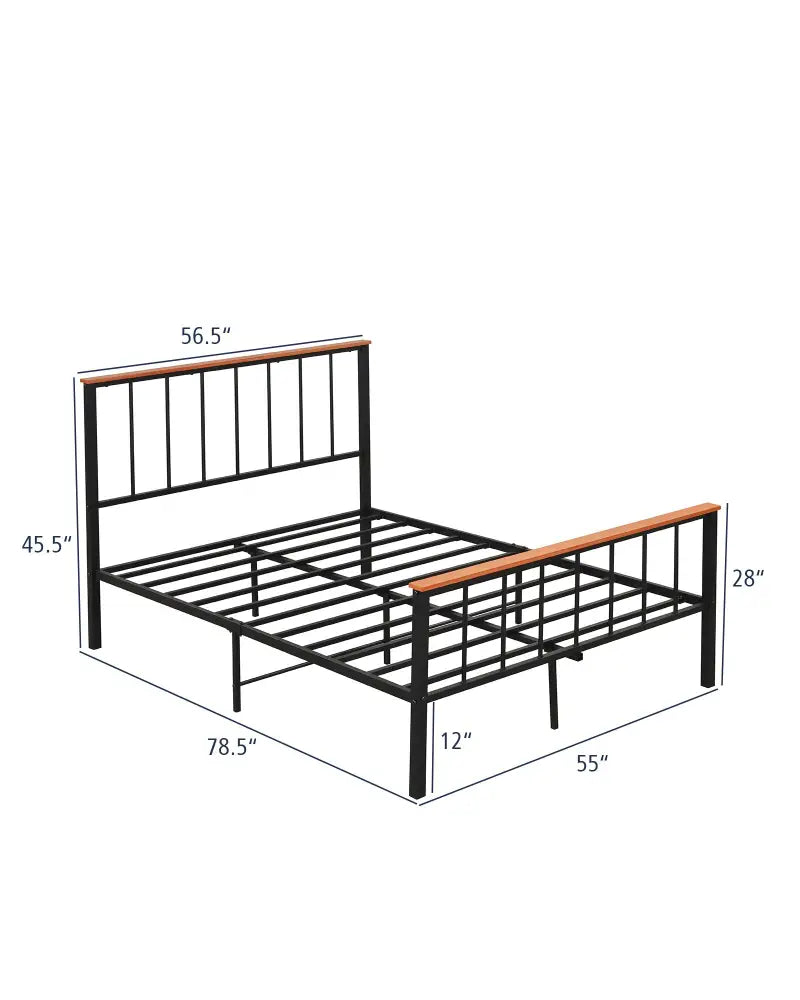 Full/Queen Bed Frame with Headboard and Footboard-Full Size - Black - Simple Bed Frame