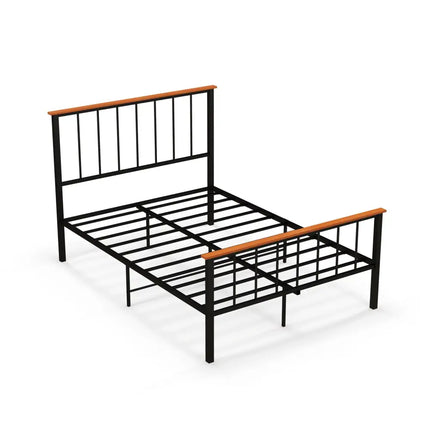 Full/Queen Bed Frame with Headboard and Footboard-Full Size - Black - Simple Bed Frame