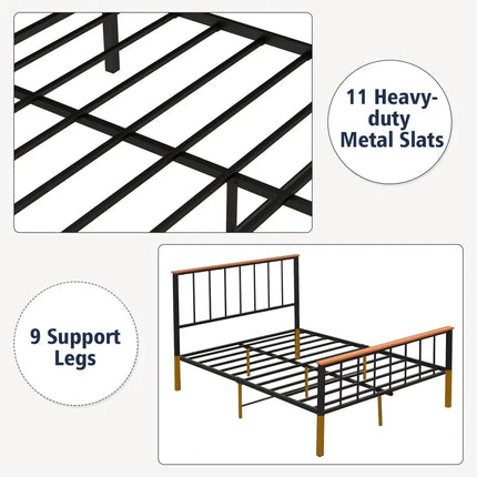 Full/Queen Bed Frame with Headboard and Footboard-Full Size - Black - Simple Bed Frame
