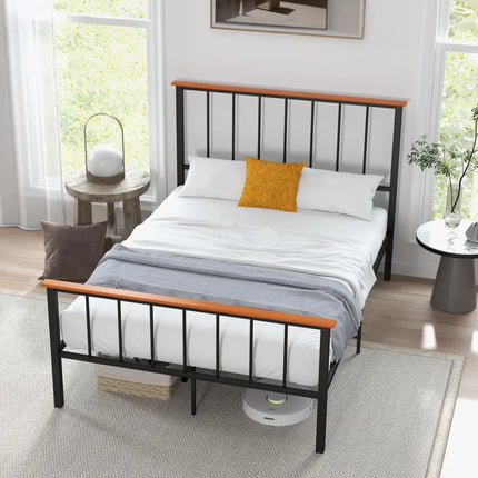 Full/Queen Bed Frame with Headboard and Footboard-Full Size - Black - Simple Bed Frame