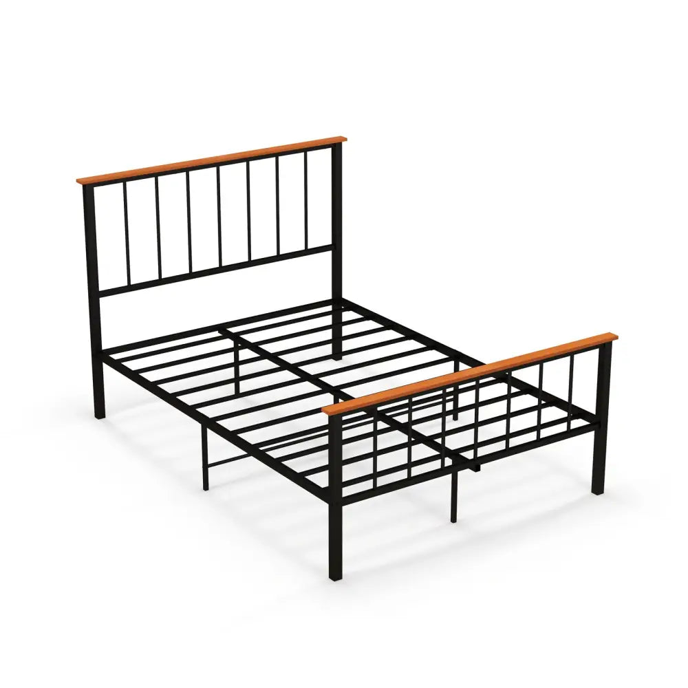 Full/Queen Bed Frame with Headboard and Footboard-Full Size - Black - Simple Bed Frame