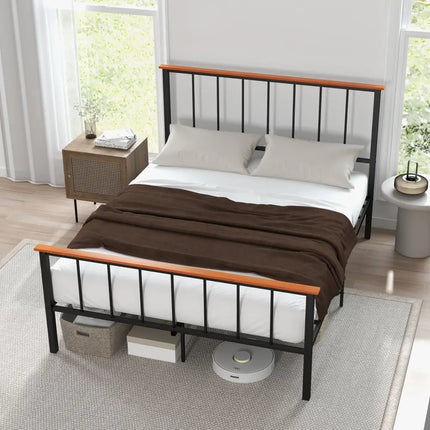 Full/Queen Bed Frame with Headboard and Footboard-Queen Size - Black - Simple Bed Frame