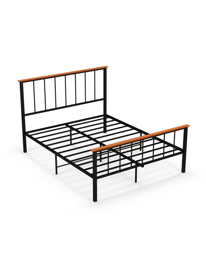 Full/Queen Bed Frame with Headboard and Footboard-Queen Size - Black - Simple Bed Frame