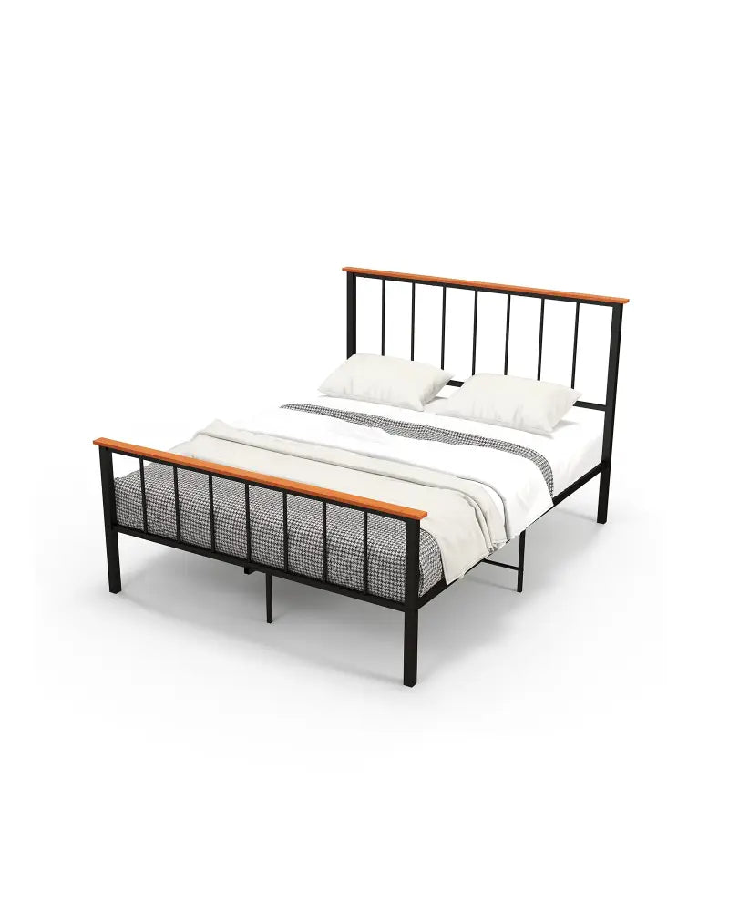 Full/Queen Bed Frame with Headboard and Footboard-Queen Size - Black - Simple Bed Frame