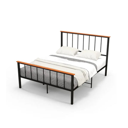 Full/Queen Bed Frame with Headboard and Footboard-Queen Size - Black - Simple Bed Frame